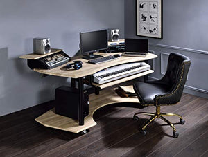 Acme Furniture Eleazar Music Recording Studio Desk, Natural Oak
