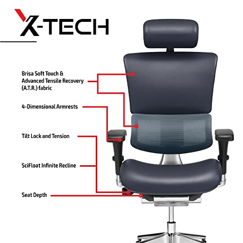 X-Chair X-Tech Executive Chair - Cooling Gel M-Foam Seat, Lower Back Support