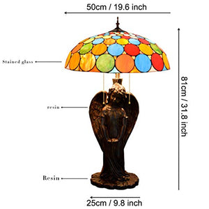 MaGiLL Tiffany Handmade Stained Glass Desk Lamp - European Vintage Night Lamp, 20 Inches