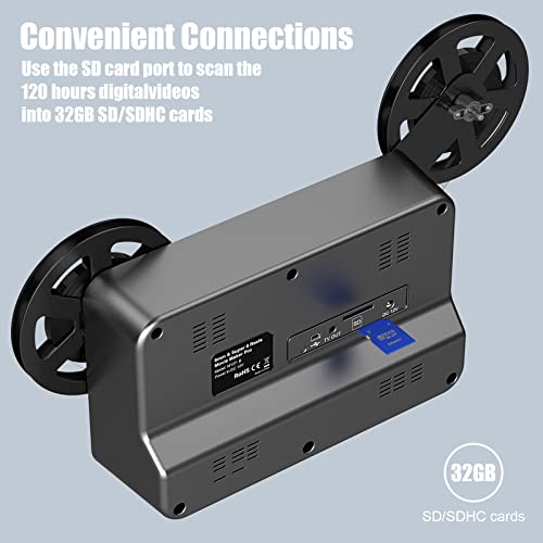 Jancane Film to Digital Converter with 2.4" Screen, Converts 8mm & Super 8 Film to MP4 Files, 32GB SD Card Included