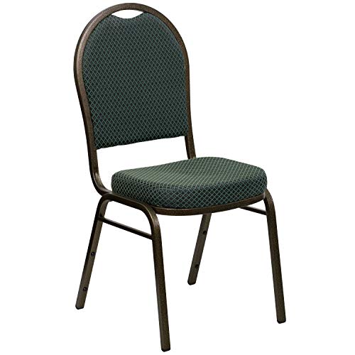 BizChair 4 Pack Green Patterned Fabric Stacking Banquet Chairs - Gold Vein Frame