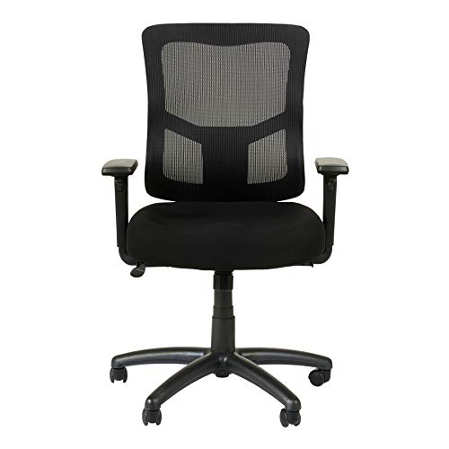 Alera ALEELT4214F Elusion II Series Mesh Mid-Back Swivel/Tilt Chair with Adjustable Arms, Black