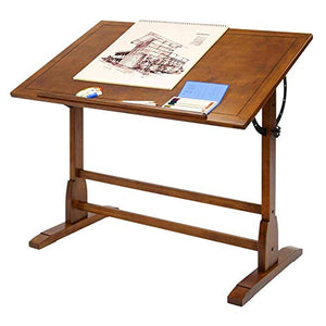 Architect Drafting Table Rustic Workostation Desk Surface Border Wooden Αdjustable Height Antique Art Craft Reading Writing Professional Oak& eBook by BADA Shop