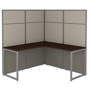 Bush Business Furniture Easy Office L Shaped Cubicle Desk Workstation with 66H Panels, 60Wx60H, Mocha Cherry