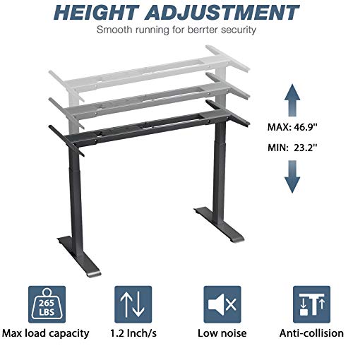 Electric Stand Up Desk Frame, Dual Motor Height Adjustable Sit Stand Standing Desk Base Workstation with Memory Settings, Frame Only, Black
