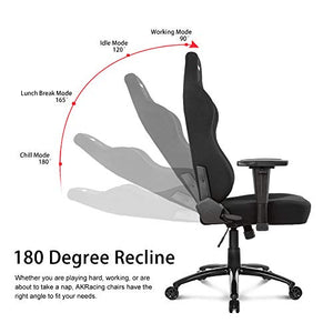 AKRacing Office Series Opal Ergonomic Fabric Computer Chair with High Backrest, Recliner, Swivel, Tilt, Rocker and Seat Height Adjustment Mechanisms with 5/10 warranty - Black