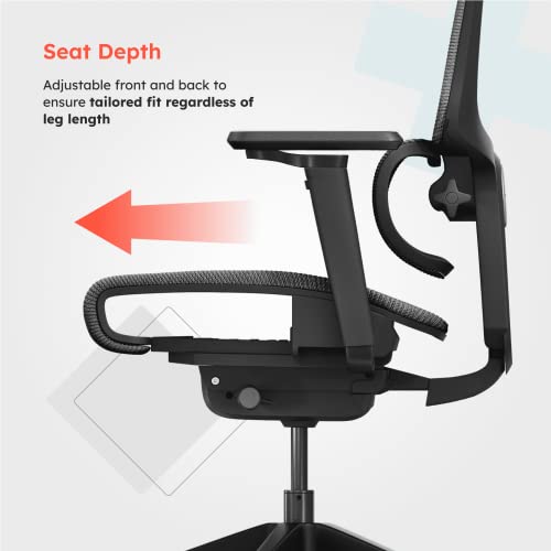 ErgoTune Supreme Ergonomic Office Chair - Adjustable Backrest, Lumbar Support, Headrest, 5D Armrests - High Back Breathable Mesh Recline (Charcoal Black)
