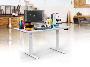 Monoprice Height Adjustable Sit Stand Riser Table Desk Frame - White with Electric Dual Motor, Compatible with Desktops from 43 Inches Up to 87 Inches Wide - Workstream Collection