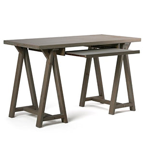 SIMPLIHOME Sawhorse SOLID WOOD Modern Industrial 50 inch Wide Home Office Desk, Writing Table, Workstation, Study Table Furniture in Distressed Grey