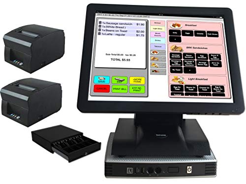2 Printer Pos Systems for Restaurant Bar or Food Business inc Receipt Printer, Kitchen Printer & Cash Box