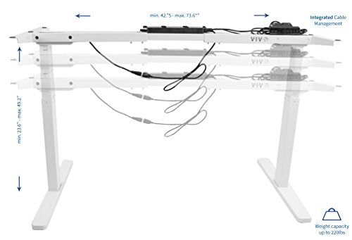 VIVO White Electric Dual Motor Stand Up Desk Frame (Frame Only), Ergonomic Height Adjustable Workstation Base, Standing Desk Legs (DESK-V120EW)