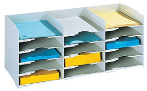 PaperFlow 26 1/2-Inch Stackable Horizontal Desktop Organizer, 15 Compartments, Grey (531.02)