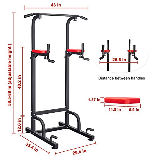 RELIFE REBUILD YOUR LIFE Power Tower Dip Pull Up Station Tower for Home Gym Strength Training Fitness Equipment