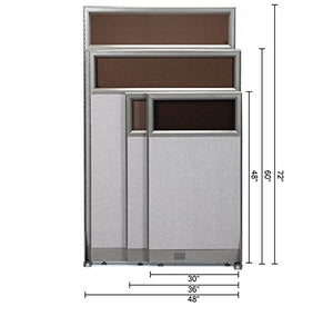 GOF Partial Glass Panel Office Partition Wall Divider (30w x 48h, 3 Qty)