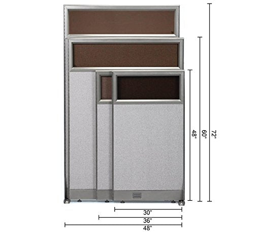 GOF Partial Glass Panel Office Partition Wall Divider (48w x 60h, 3 Qty)