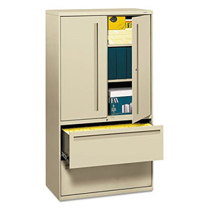 HON 700 Series Lateral File with Storage Cabinet, 36" x 19-1/4", Putty
