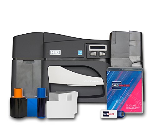 Fargo DTC4500e Dual side ID Card Printer & Supplies Bundle with Card Imaging Software