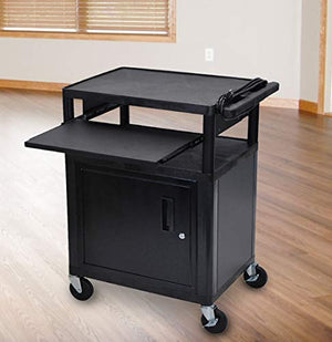 Luxor AV Cart with 3 Shelves Cabinet Front Pullout - LP34CLE-B