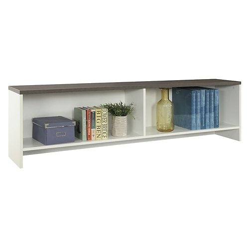 Element Hutch 71"W Driftwood Laminate/White Laminate Sides