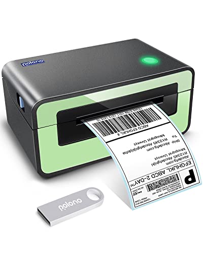 POLONO Label Printer - 150mm/s 4x6 Thermal Label Printer, Commercial Direct Thermal Label Maker, Compatible with Amazon, Ebay, Etsy, Shopify and FedEx, One Click Setup on Windows and Mac (Green)