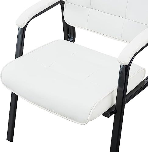 Naomi Home Mindy Office Guest Chair Set of 8 - Luxurious Leather Executive Chairs Set for Reception, Conference, Lobby - White