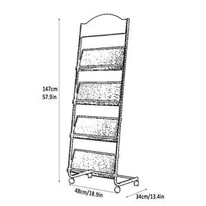 None Literature Display Rack, Floor-Standing Newspaper Display Rack for Brochures - Trade, Exhibition, Reception, Office