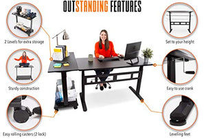 Stand Steady L-Shaped Tranzendesk Standing Desk | Sit to Stand Desk with Add-On Desk Return | Customizable Stand Up Desk Arrangement Great for Any Office Space! (Black / 73 x 42)