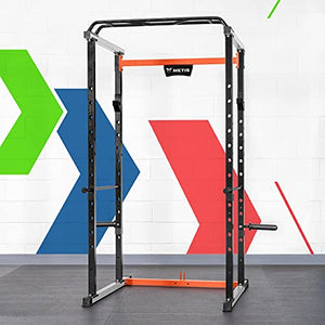 METIS Power Cage Gym Equipment - Power Rack with Weight Plates Storage, Pull Up Bar Station, Dip Bar Station & Optional Pulley System | Strength Training Equipment (Cage + Pulley System)