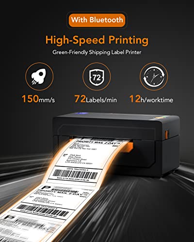 Bluetooth Thermal Shipping Label Printer, Accwork Wireless 4"x6" High-Speed Shipping Label Printer, Compatible with Windows, Smartphone, Works with Ebay, Amazon, Shopify, Etsy, USPS Printer