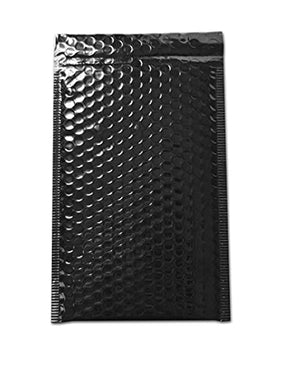PSBM Black Bubble Mailers, 7.5x11 Inch, 500 Pack, Shiny Metallic, Padded Glamour Shipping Envelope, Self Seal and Peel Strip