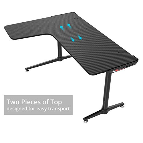 L Shaped Gaming Desk Computer Corner Desk PC Writing Table Gamer Workstation for Home Office, Black