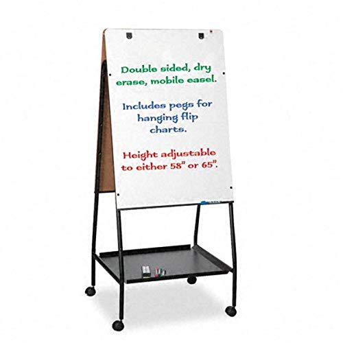 Best-Rite Wheasel, Double Sided Dry Erase Melamine Whiteboard Easel, 65"H x 28.75"W x 27"D (759)