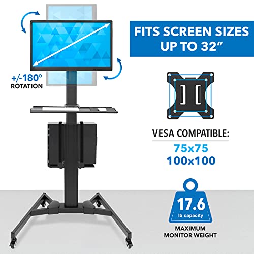 Mount-It! Adjustable Mobile PC Workstation with Single Monitor Mount