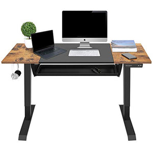 EAGLE PEAK Electric Adjustable Height Standing Desk with Keyboard Tray 48 x 24 Inch Sit or Stand Up Desk Computer Workstation with Memory Controller (Black and Rustic Brown Top/Black Frame)