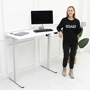 SDADI Electric Height Adjustable Standing Desk - 46 x 24 inch Standing Workstation Sit Stand Up Home Office Desk with 4 Led Display Controller,White Frame/White Top
