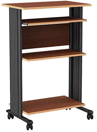 Safco Products Muv 45"H Stand-Up Desk Fixed Height Computer Workstation with Keyboard Shelf, Cherry