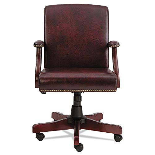 Alera ALETD4236 Traditional Series Mid-Back Chair, Mahogany Finish/Oxblood Vinyl