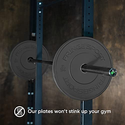Fringe Sport Milspec Black Bumper Plate 45lb Weight Set for Weightlifting and Strength Training, Durable & Strong Olympic Weight Plates - Perfect for Small Gym Weight Set