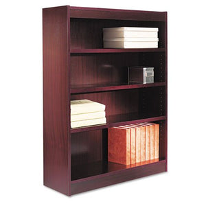 Alera BCS44836MY Square Corner Wood Veneer Bookcase, Four-Shelf, 35-5/8 x 11-3/4 x 48-Inch, Mahogany