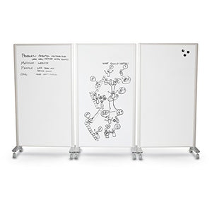 Best-Rite Mobile Lumina Room Divider, Double Sided Magnetic Whiteboard Panel, Platinum Frame (74861)