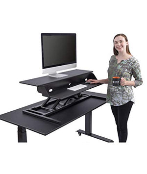 Stand Up Desk Store Power Pro Electric Adjustable Height Two Tier Standing Desk Converter (Black, 42" Wide)