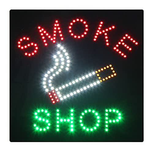 LED Smoke Shop Sign for Business, Super Bright LED Open Sign for Smoke Shop Electric Advertising Display Sign for Tobacco Shop Vaporizer Store Business Shop Store Window Home Decor. (24" x 24")