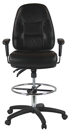 Harwick Premium Leather Drafting Chair with Arms Black