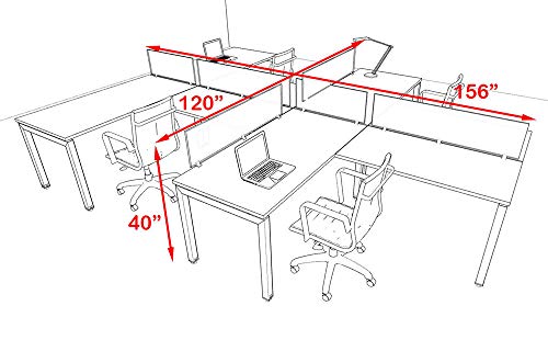 4 Person Modern Divider Office Workstation Desk Set, OF-CON-SP10
