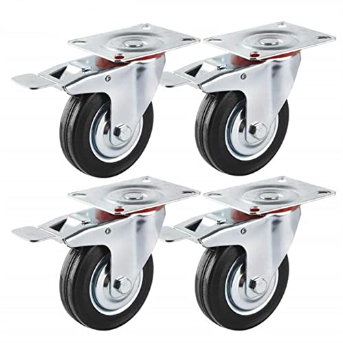 Multipurpose 4pcs 125mm Furniture Casters Heavy Duty Black Swivel Castor Wheels