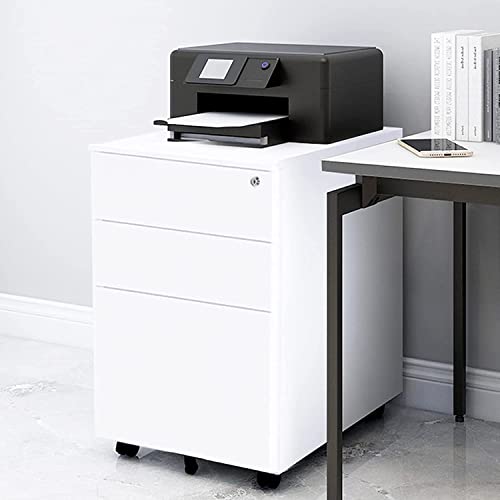 Vertical Metal File Cabinet with 3 Drawers and 5 Wheels - Black