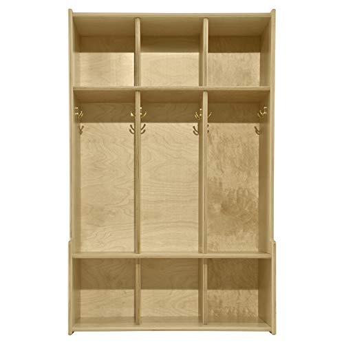 Contender 3-Section Coat Locker with Bench & Cubbies Storage Shelves, Backpack Hook, Shoe Bench Entryway with Storage for Preschool, Classroom, Daycares, Home