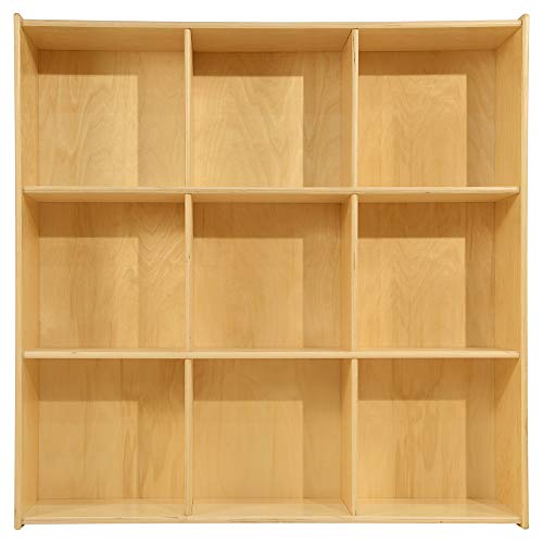 Contender 9 Big Cubby Section Organizers and Storage Cabinet, Multipurpose Montessori Shelves for Mobile Storage of Toys, Craft Supplies in Natural Finish