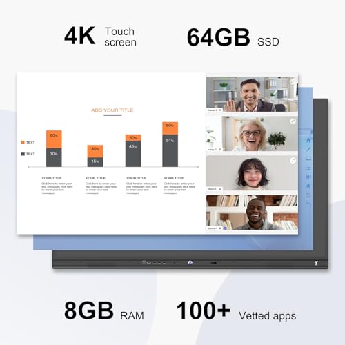 TIBURN R2 75" Smart Board - 4K UHD Interactive Display for Office and Classroom