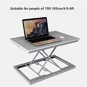 Standing Desk Converter 23.6 Inches Stand Up Desk Riser Height Adjustable Compact Home Office Desk Workstation for Laptop (Color : Gray)